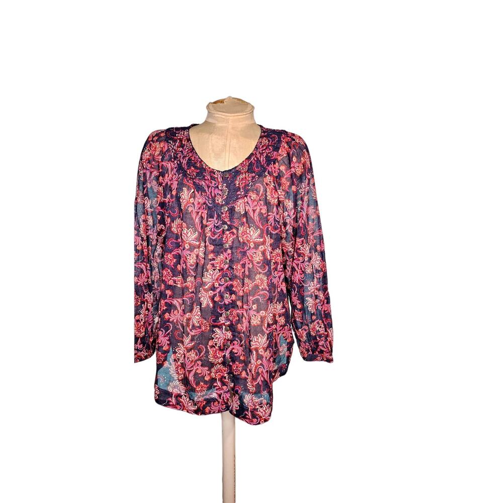 Beach lunch lounge‎ floral long sleeve blouse large